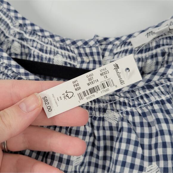 Madewell Gingham Check Embroidered Button Back Shirt 1X - Picture 10 of 13